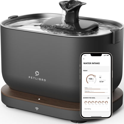 PETLIBRO App Monitoring Cat Water Fountain 2.5L/84oz Dockstream Pet Fountains for Cats Indoor Automatic Water Dispenser for Drinking with 2.4G Wi-Fi Inside Smart Bowl Stainless Steel Tray
