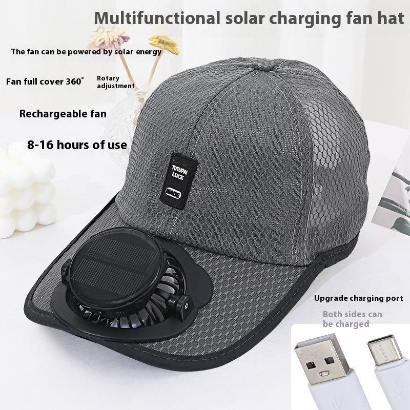 Solar Charging Mesh Fan Hat for Men & Women