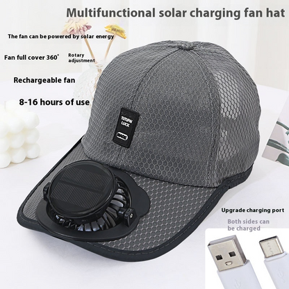 Solar Charging Mesh Fan Hat for Men & Women