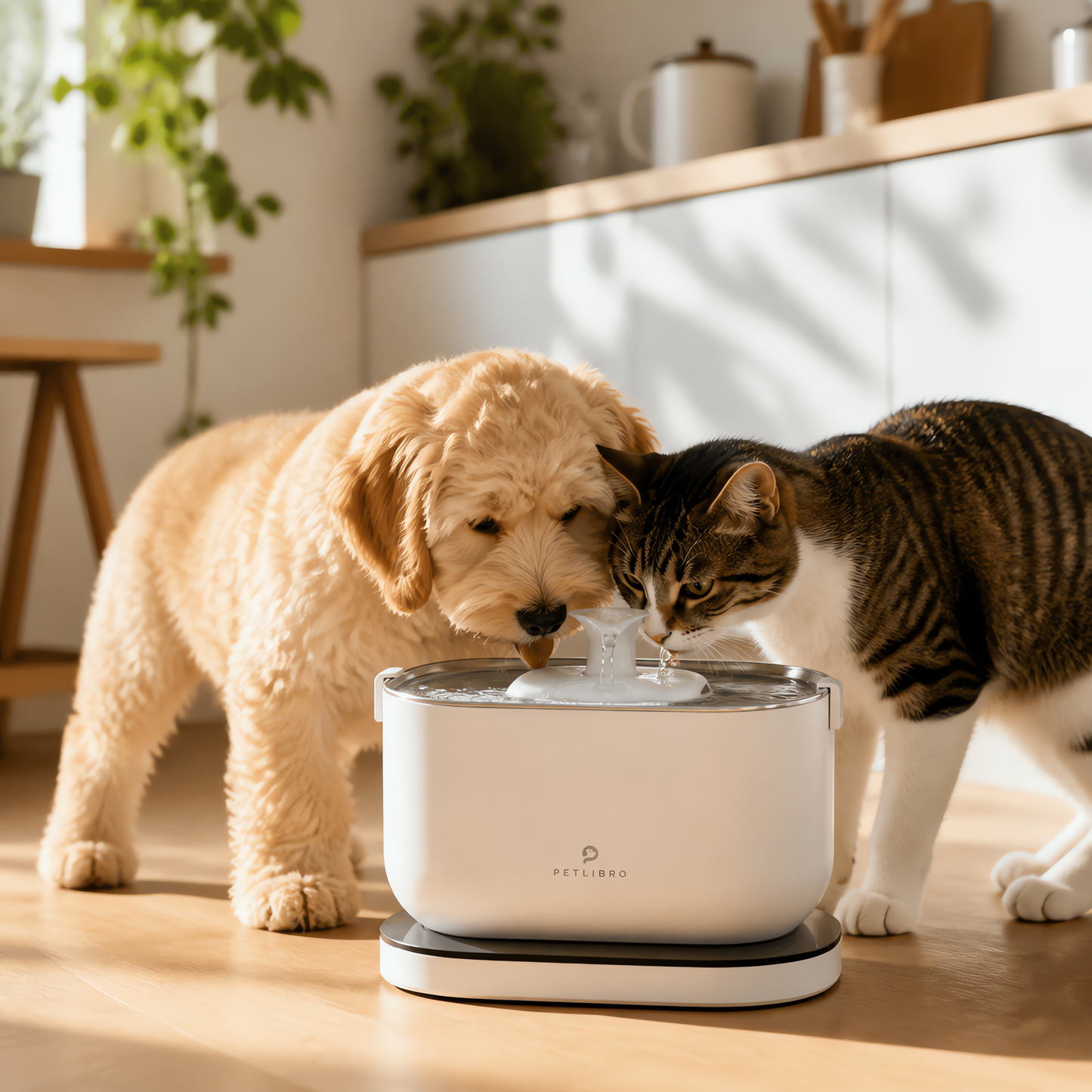 PETLIBRO Cat Water Fountain Cordless Pet Water Fountain Battery Operated 2.5L/84oz Dockstream Water Fountain for Cats Indoor Cat Fountain with Stainless Steel Tray Ultra-Quiet Dog Water Fountain