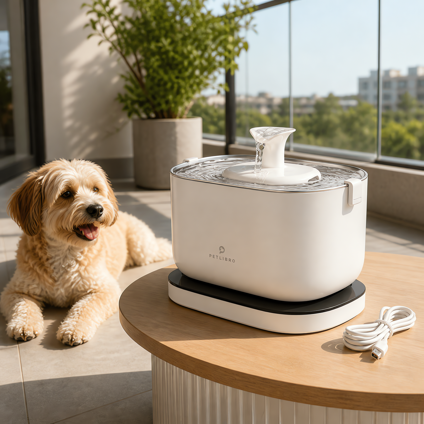 PETLIBRO Cat Water Fountain Cordless Pet Water Fountain Battery Operated 2.5L/84oz Dockstream Water Fountain for Cats Indoor Cat Fountain with Stainless Steel Tray Ultra-Quiet Dog Water Fountain